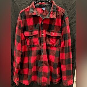 Men’s Red and Black Plaid Flannel Shirt